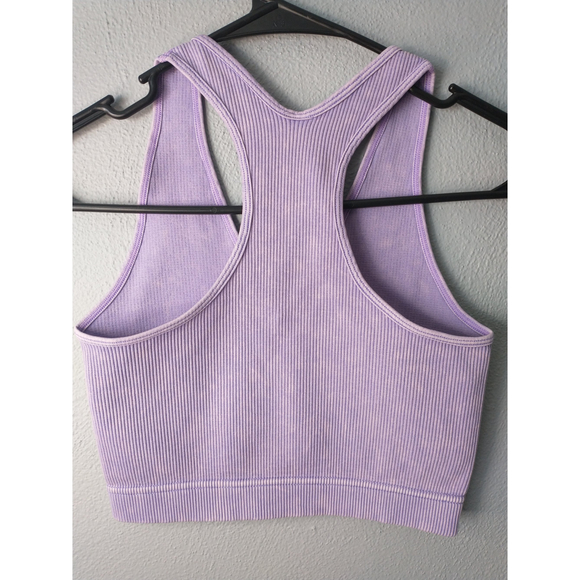 Lavender Washed Ribbed Racerback Tank Top - Picture 3 of 9